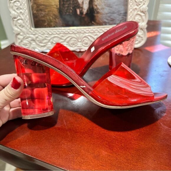 Jeffrey Campbell Red Sandals "Vixen Vinyl Heels" Size 7 - Picture 4 of 10